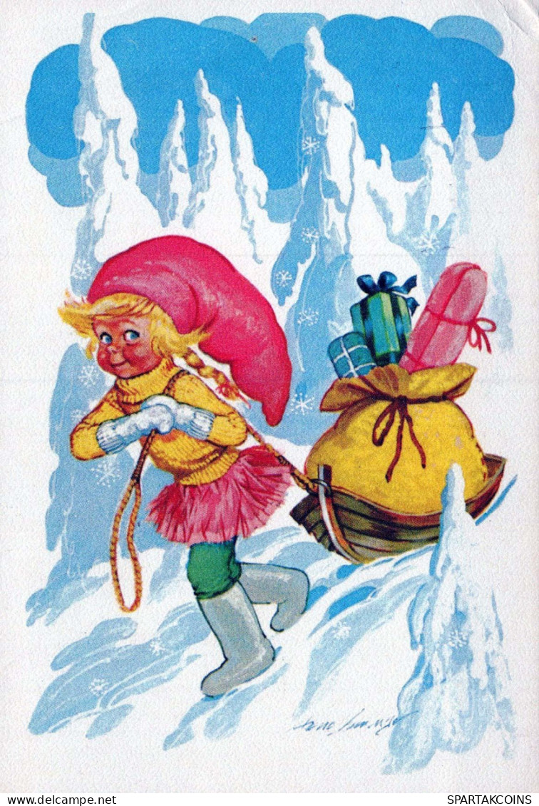 WEIHNACHTSMANN SANTA CLAUS Neujahr Weihnachten GNOME Vintage Ansichtskarte Postkarte CPSM #PBL632.A - Santa Claus