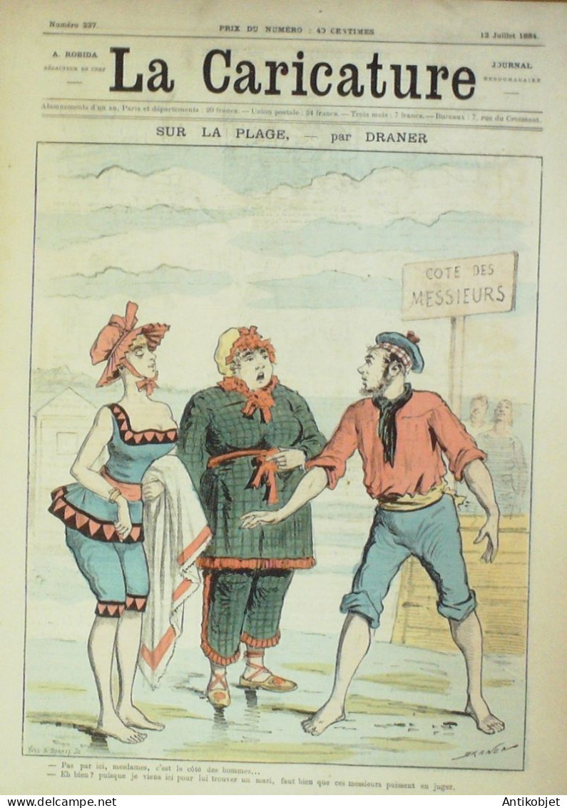 La Caricature 1884 N°237 Sur La Plage Draner Trock Fête De Neuilly Sorel Naquet Par Luque - Revistas - Antes 1900