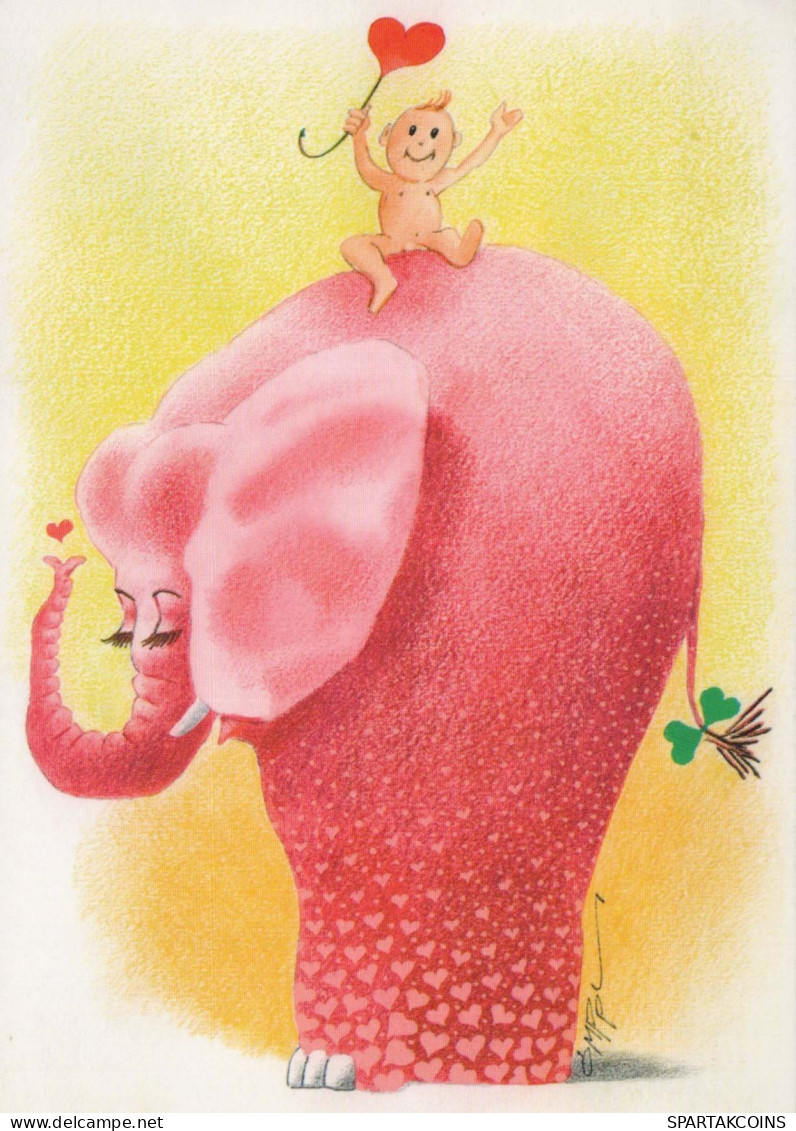 ELEFANTE Animales Vintage Tarjeta Postal CPSM #PBS756.A - Elefanti