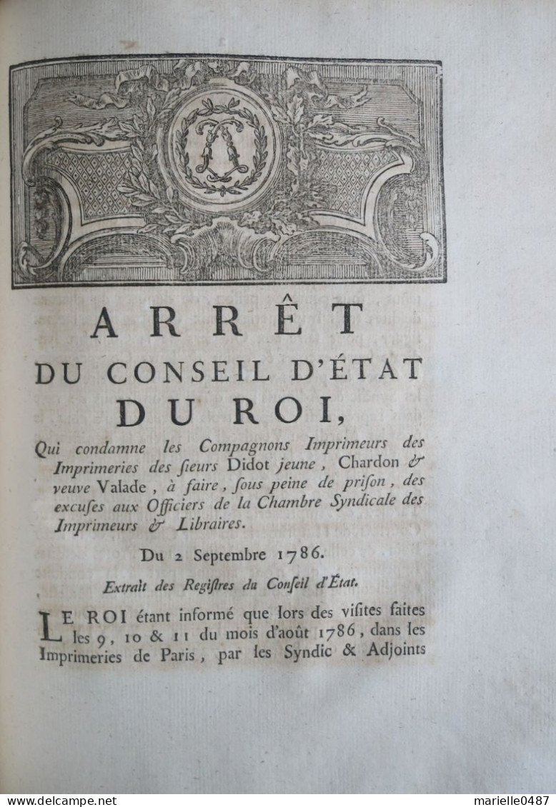 Recueil D'arrets. 1786 - 1701-1800