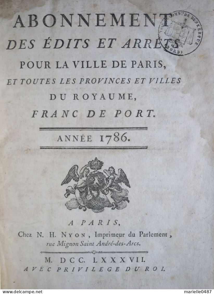 Recueil d'arrets. 1786