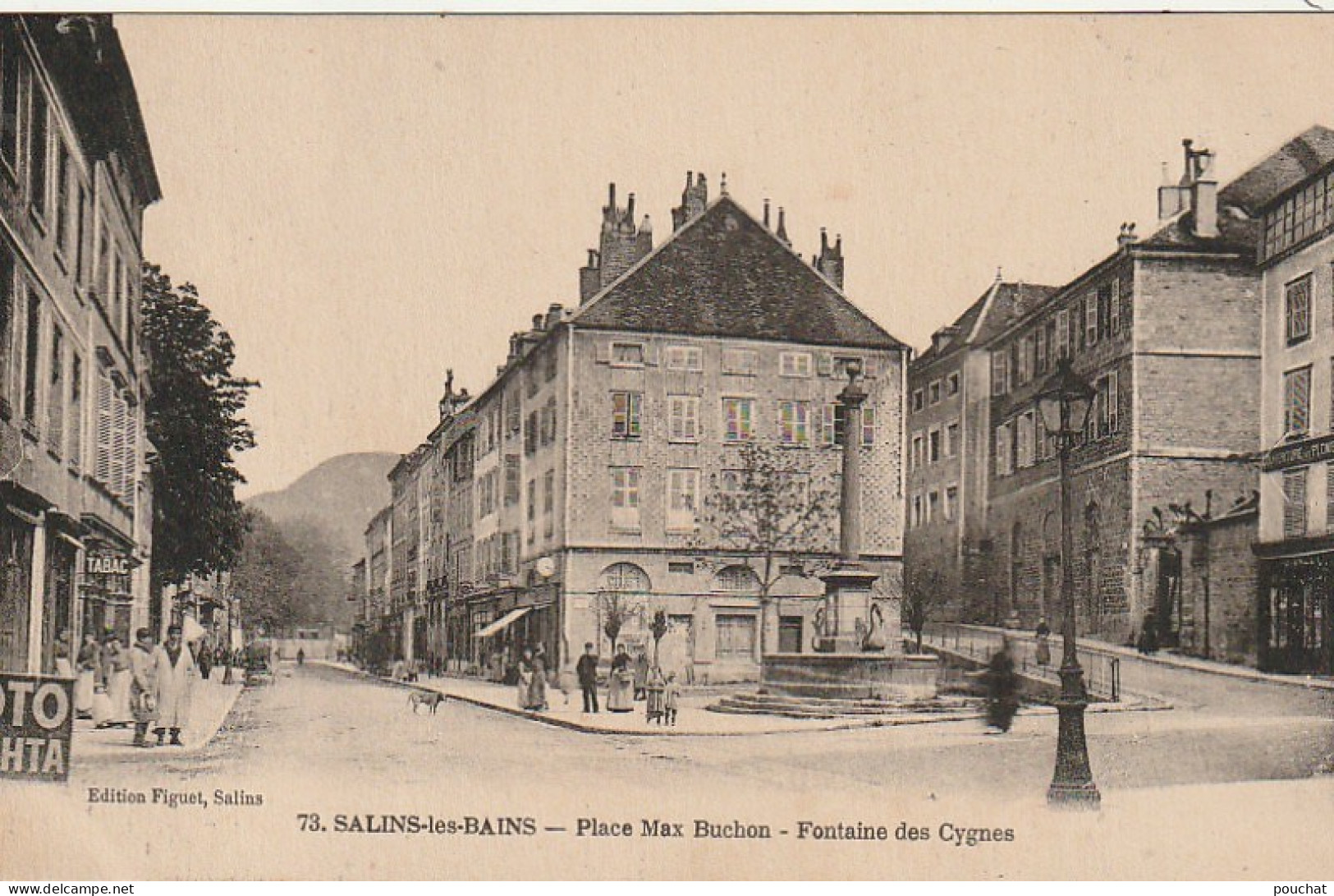 DE 17 -(39 ) SALINS LES BAINS - PLACE MAX BUCHON - FONTAINE DES CYGNES - ANIMATION - COMMERCANTS  - 2 SCANS - Other & Unclassified