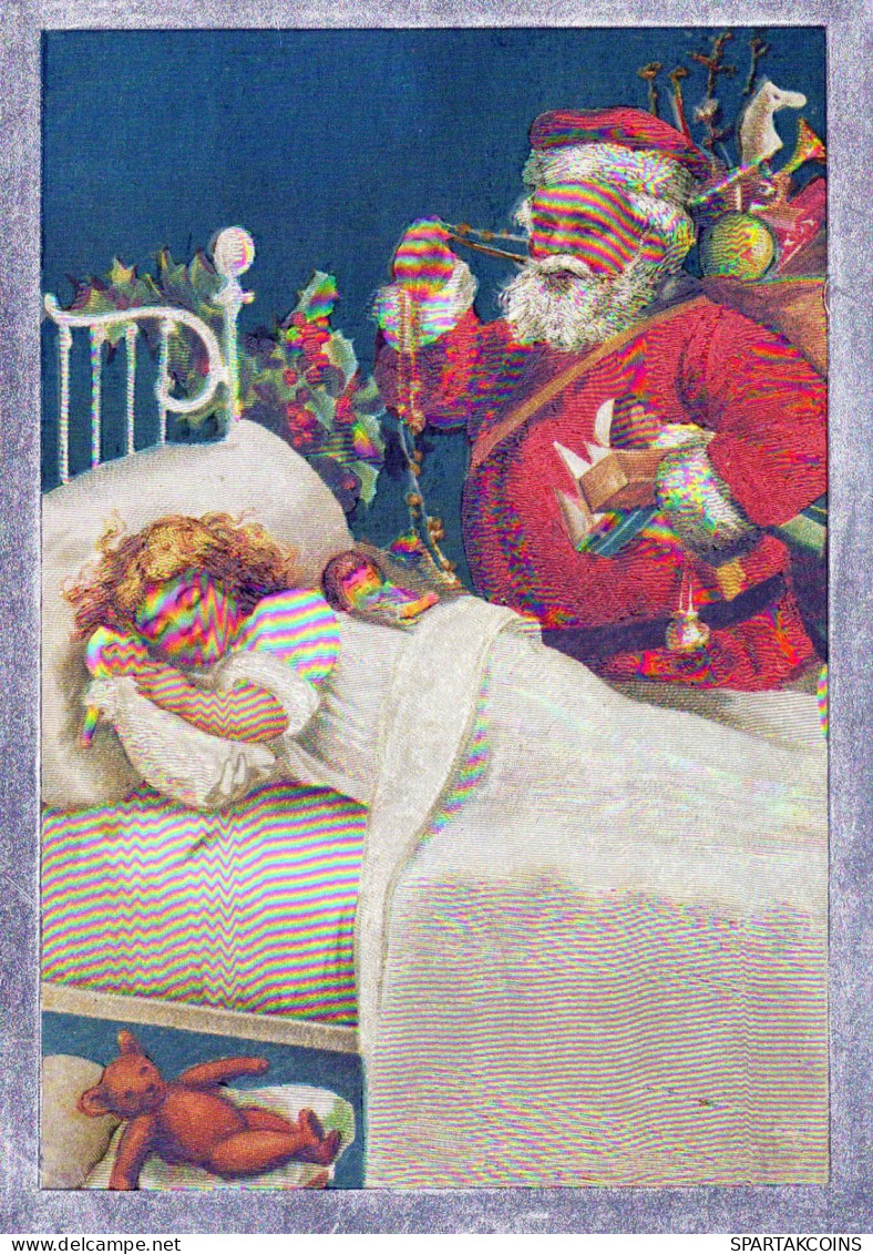PAPÁ NOEL Feliz Año Navidad LENTICULAR 3D Vintage Tarjeta Postal CPSM #PAZ071.A - Santa Claus
