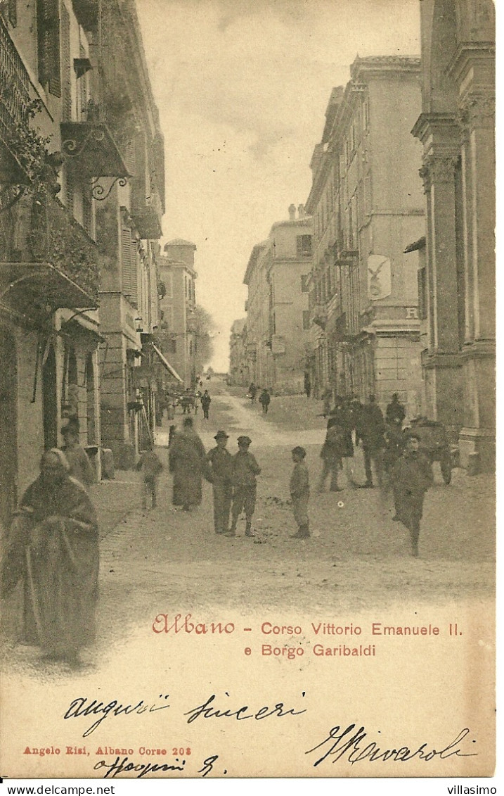 ROMA - ALBANO - CORSO VITTORIO EMANUELE II E BORGO GARIBALDI  - VG. 1903 - Autres Monuments, édifices