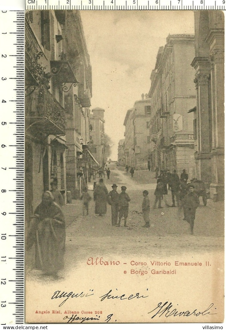 ROMA - ALBANO - CORSO VITTORIO EMANUELE II E BORGO GARIBALDI  - VG. 1903 - Andere Monumenten & Gebouwen