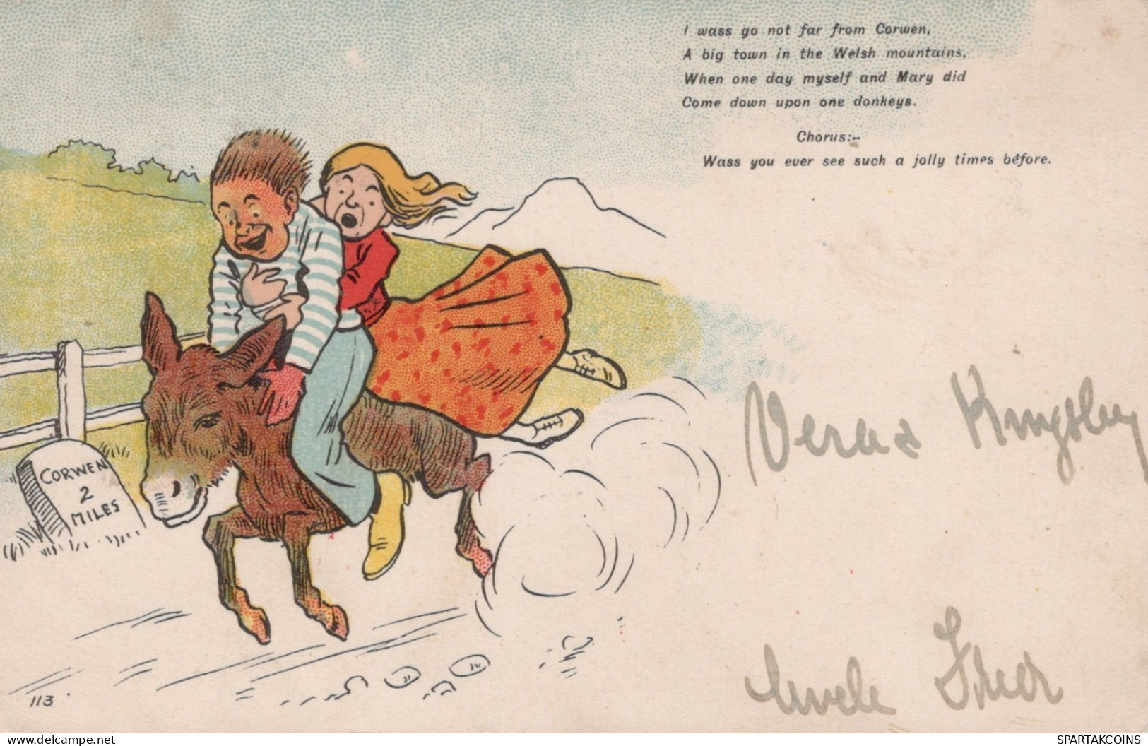 ÂNE Animaux Enfants Vintage Antique CPA Carte Postale #PAA120.A - Donkeys