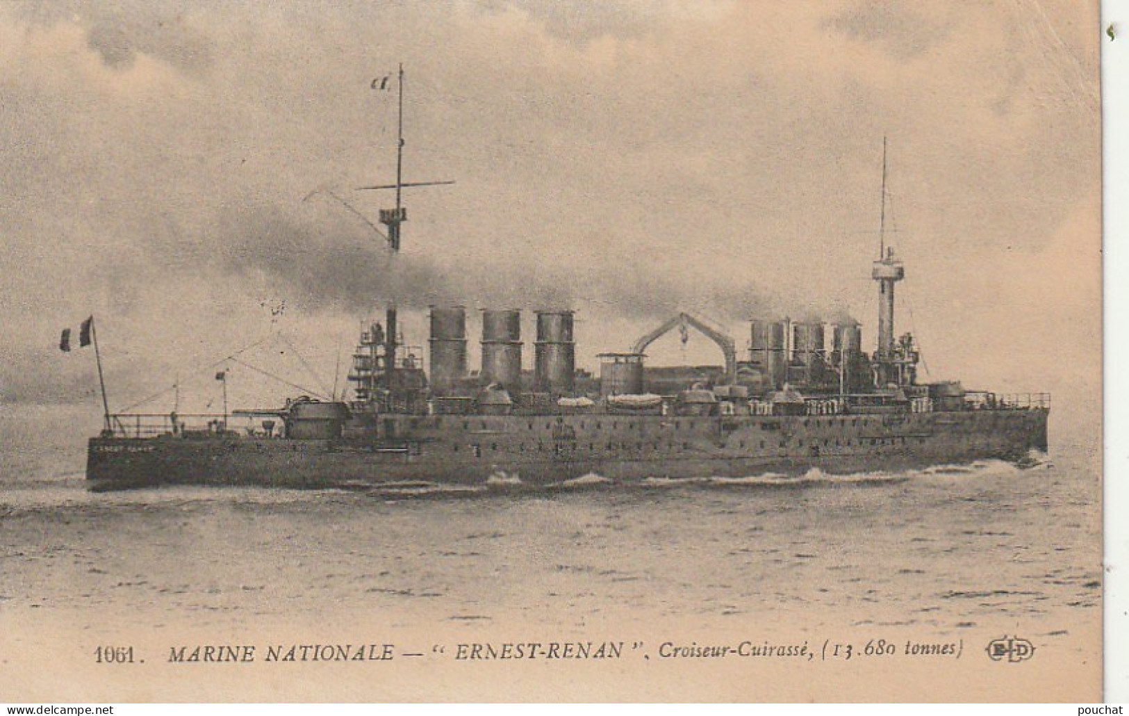 DE 3 - MARINE NATIONALE -  " ERNEST RENAN " , CROISEUR CUIRASSE  - TAMPON  SERVICE MILITAIRE DES CHEMINS DE FER TOULON - Warships