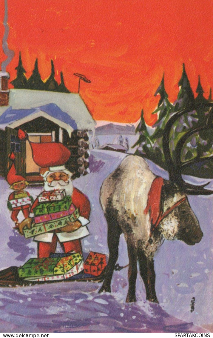 PAPÁ NOEL Feliz Año Navidad GNOMO Vintage Tarjeta Postal CPSMPF #PKG400.A - Santa Claus
