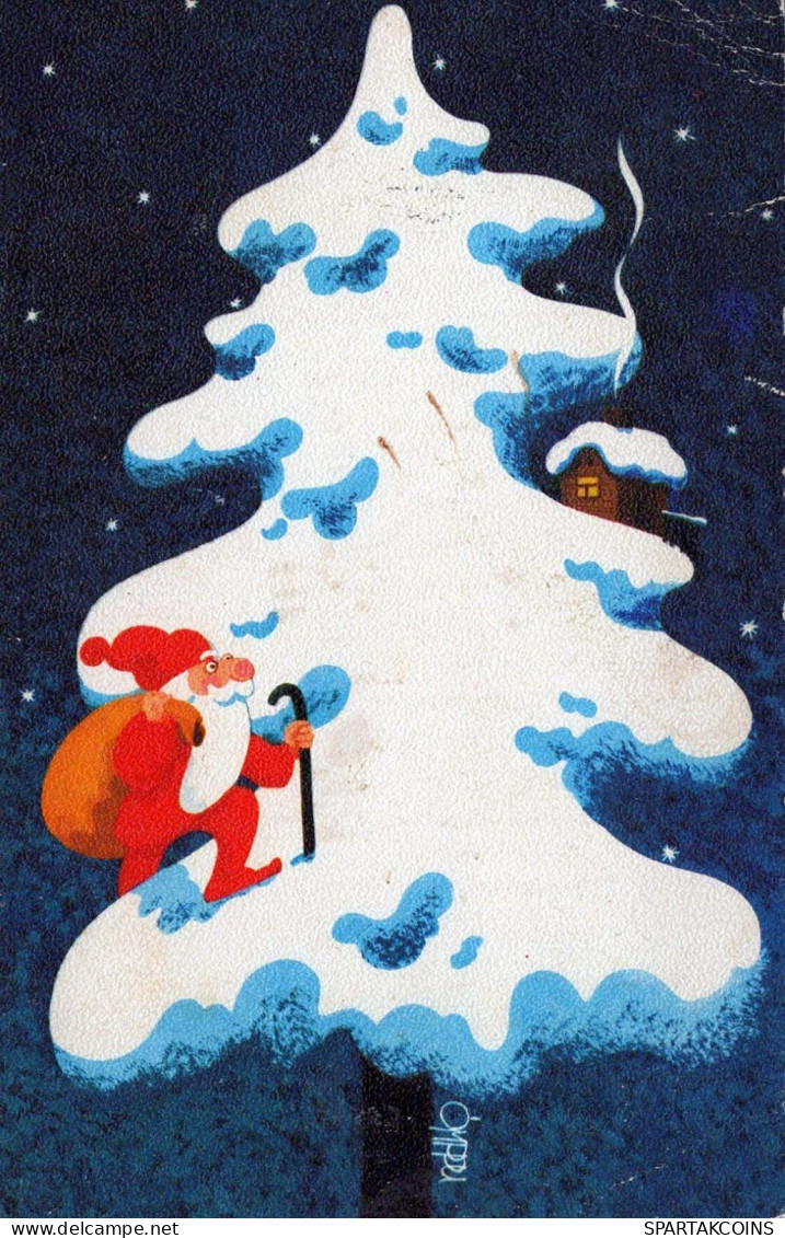 SANTA CLAUS Happy New Year Christmas Vintage Postcard CPSMPF #PKG404.A - Santa Claus