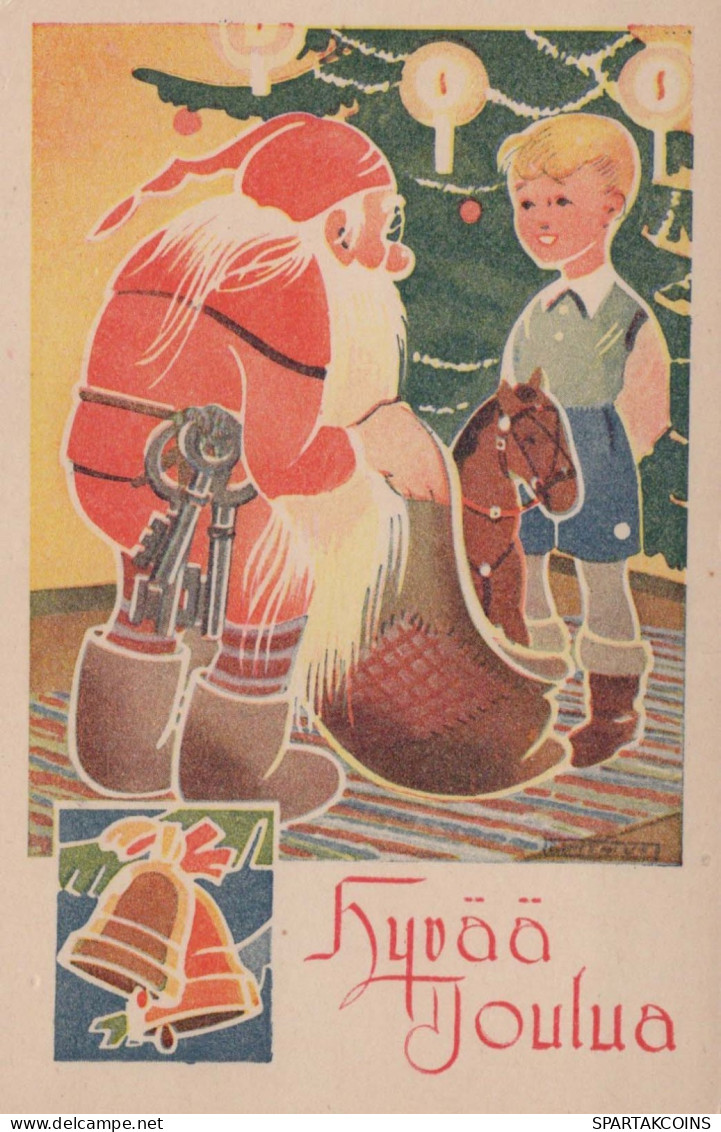 BABBO NATALE Buon Anno Natale Vintage Cartolina CPSMPF #PKG346.A - Santa Claus