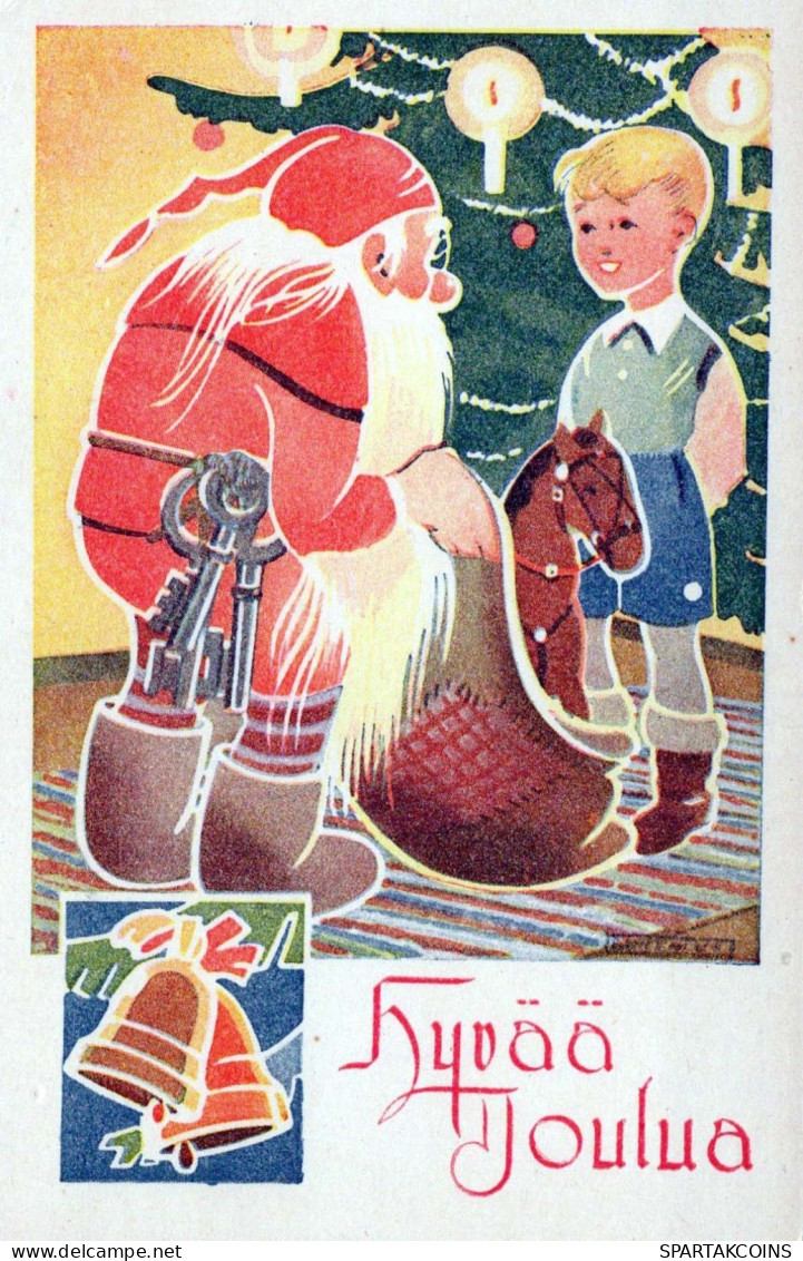 BABBO NATALE Buon Anno Natale Vintage Cartolina CPSMPF #PKG346.A - Santa Claus