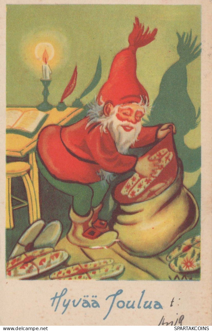 PAPÁ NOEL Feliz Año Navidad Vintage Tarjeta Postal CPSMPF #PKG305.A - Santa Claus