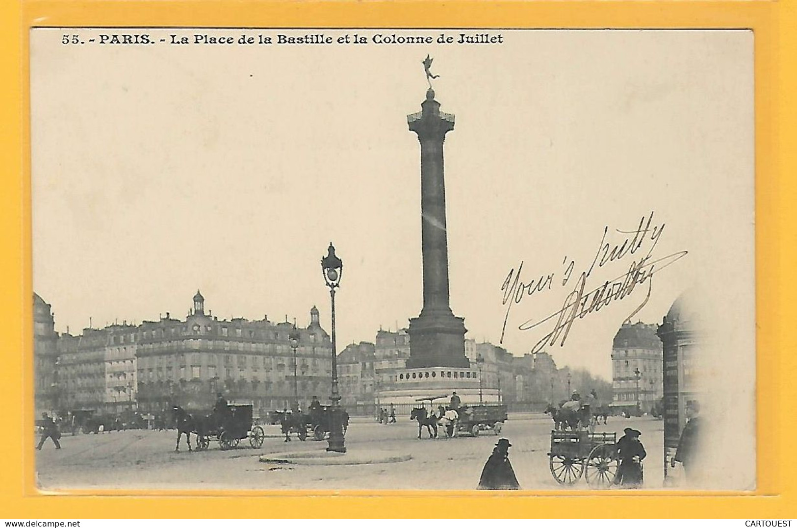 CPA PARIS PLACE De La BASTILLE Et La COLONNE De JUILLET 1903 ( Précurseur ) - Other & Unclassified