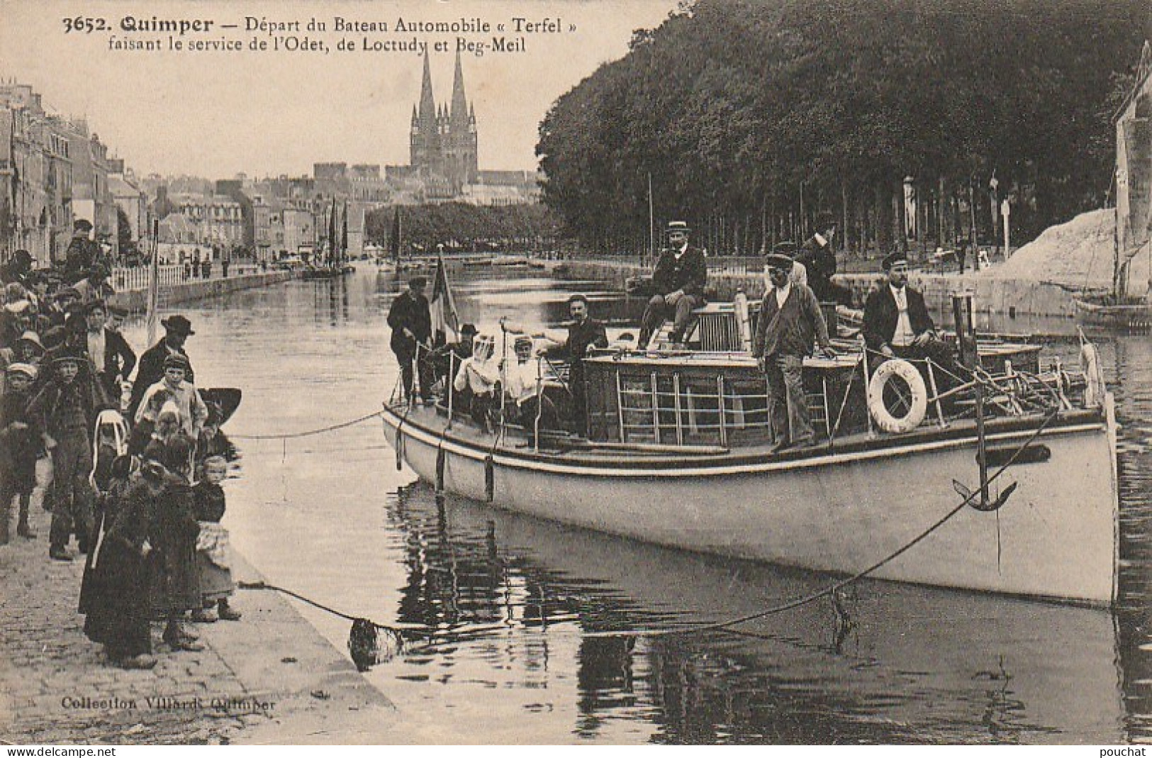 DE 3 -(29) QUIMPER - DEPART DU BATEAU AUTOMOBILE " TERFEL "  FAISANT LE SERVICE DE L ' ODET , LOCTUDY ET BEG MEIL - - Other & Unclassified