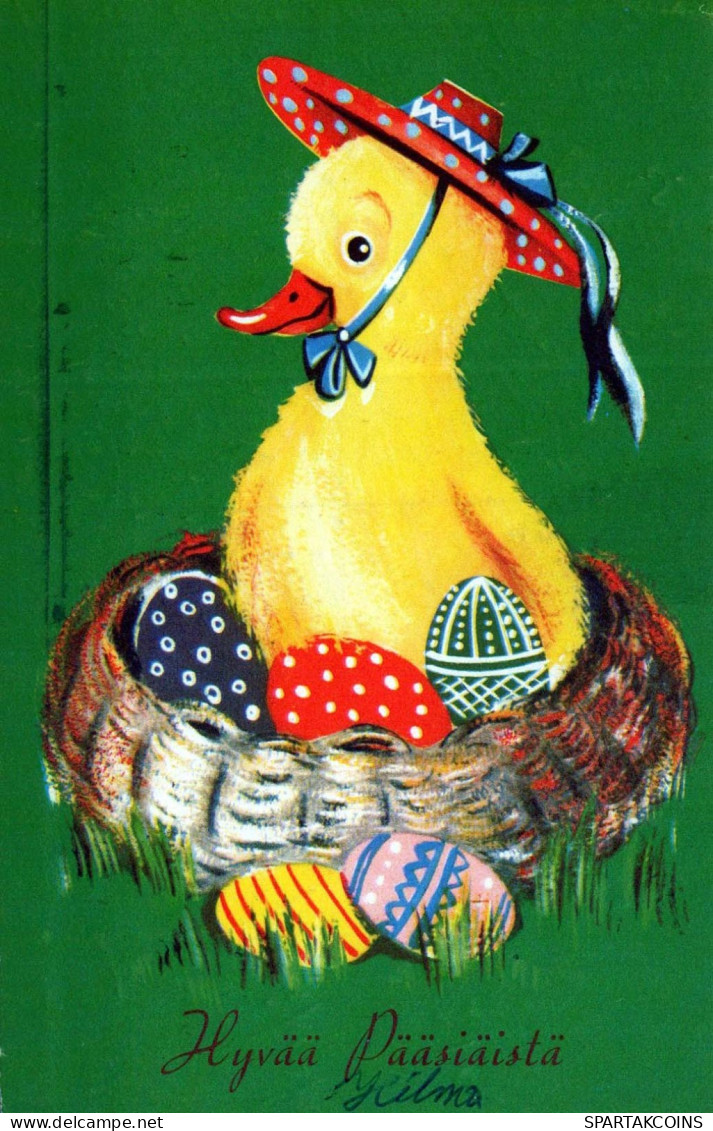 PASCUA POLLO HUEVO Vintage Tarjeta Postal CPA #PKE447.A - Easter