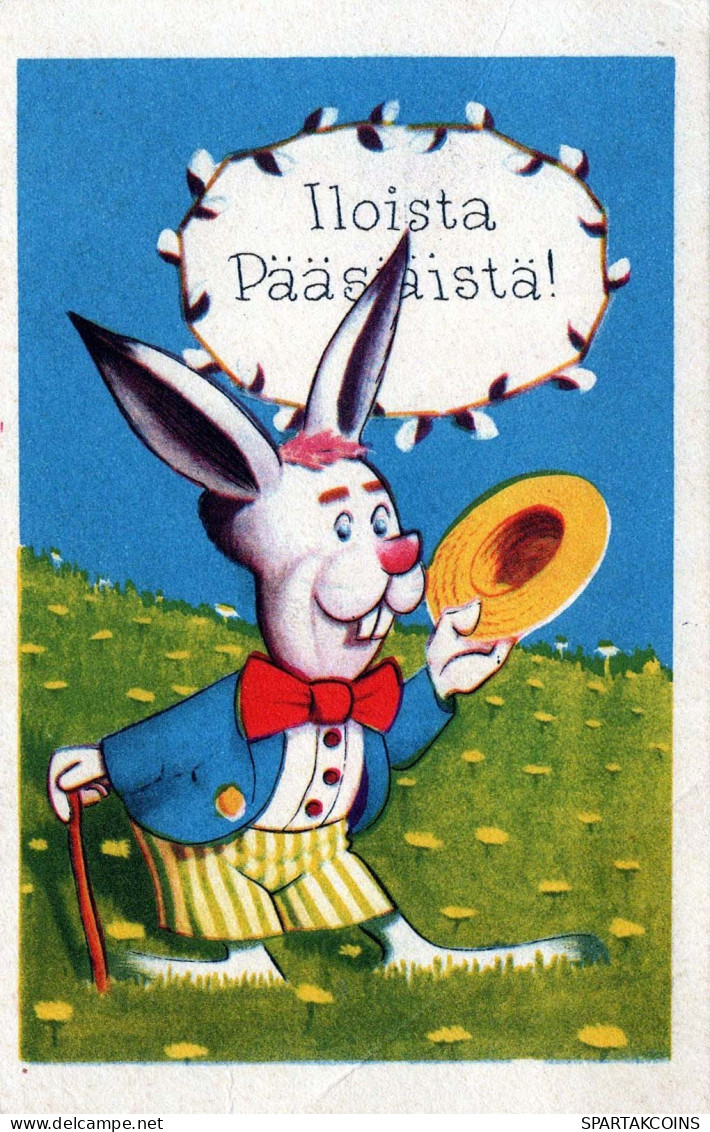 PASCUA HUEVO CONEJO Vintage Tarjeta Postal CPA #PKE197.A - Ostern