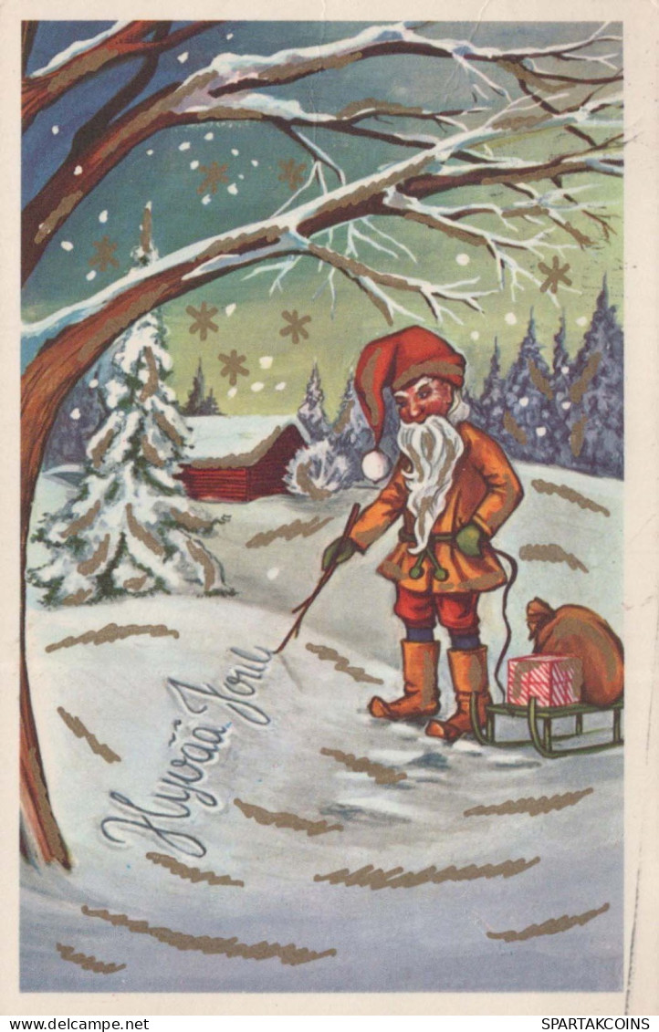 BABBO NATALE Buon Anno Natale GNOME Vintage Cartolina CPSMPF #PKD892.A - Santa Claus