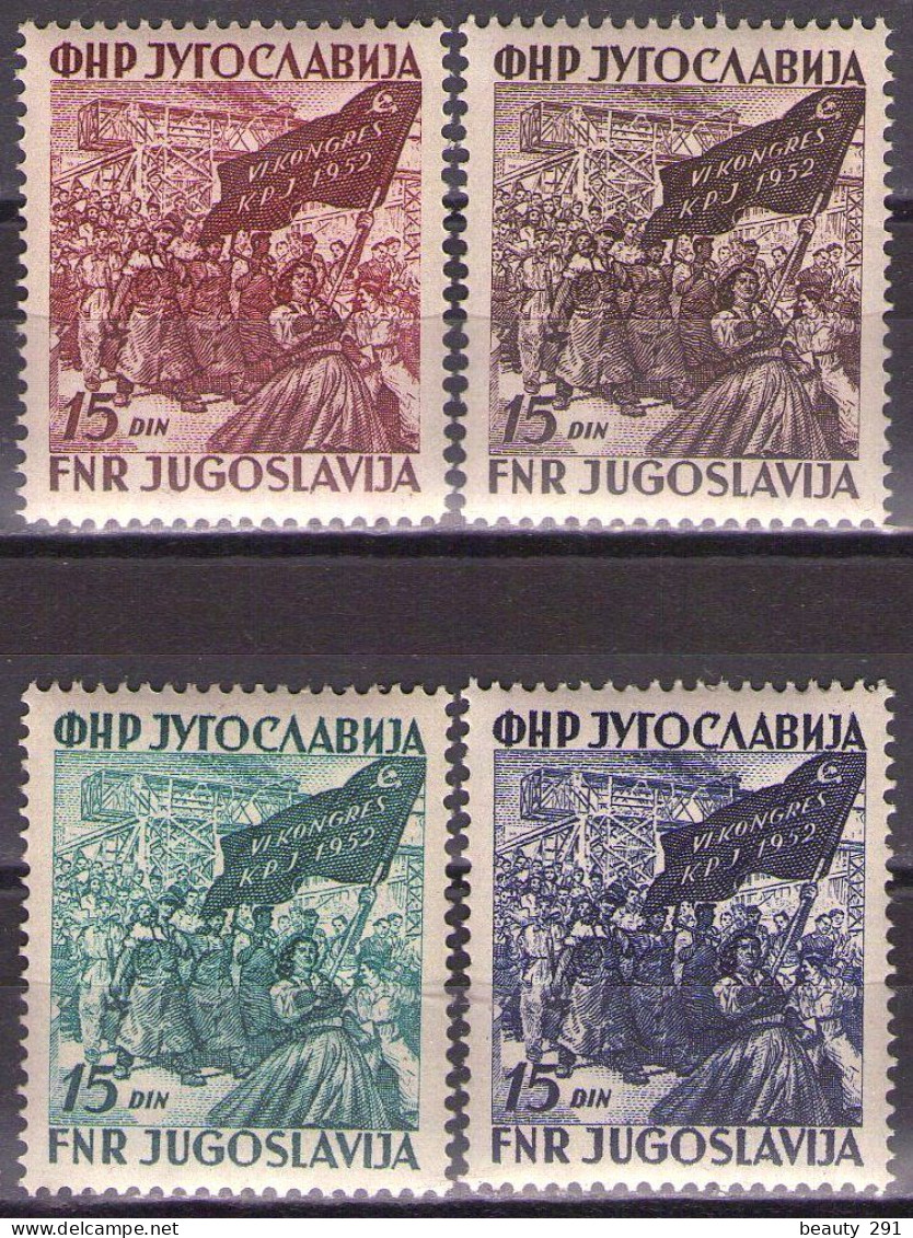 Yugoslavia 1952 - Communist Party Congress - Mi 708-711 - MNH**VF - Ongebruikt