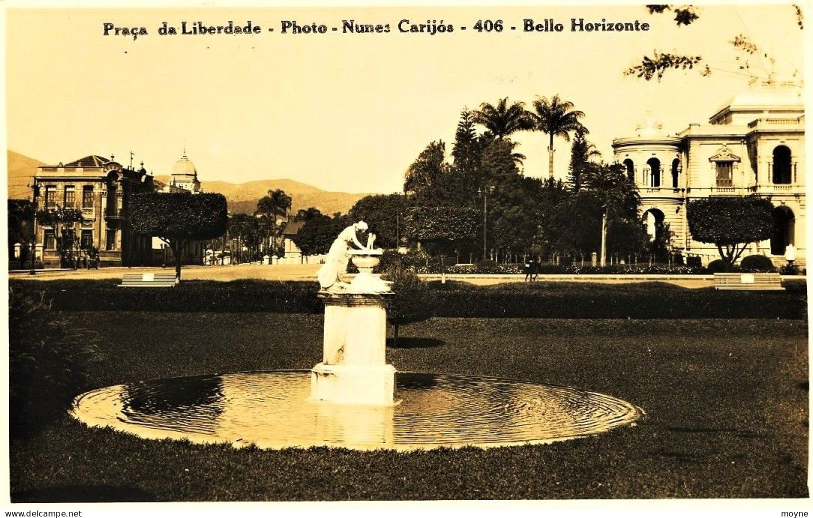 1882 - Brésil -  BAHIA - BELLO HORIZONTE  : PRACA DA LIBERDADE - Photo - Nunes Carijos - 406 -  Circulée En 1928 - Autres & Non Classés