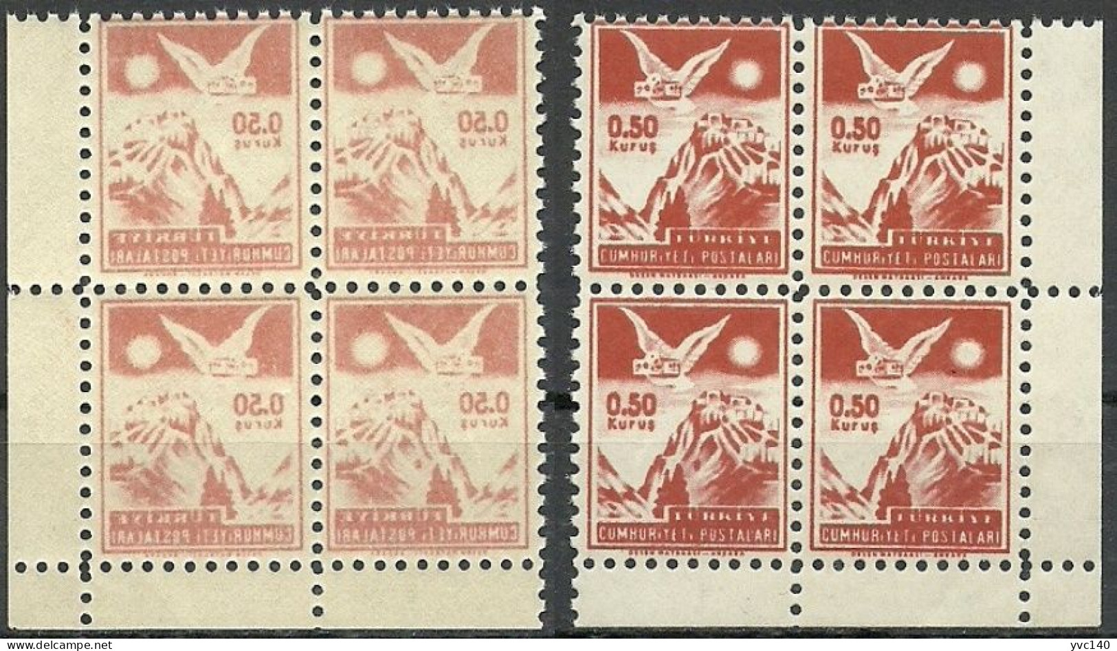Turkey; 1954 "0.50 Kurus" Postage Stamp "Abklatsch Print" - Ongebruikt