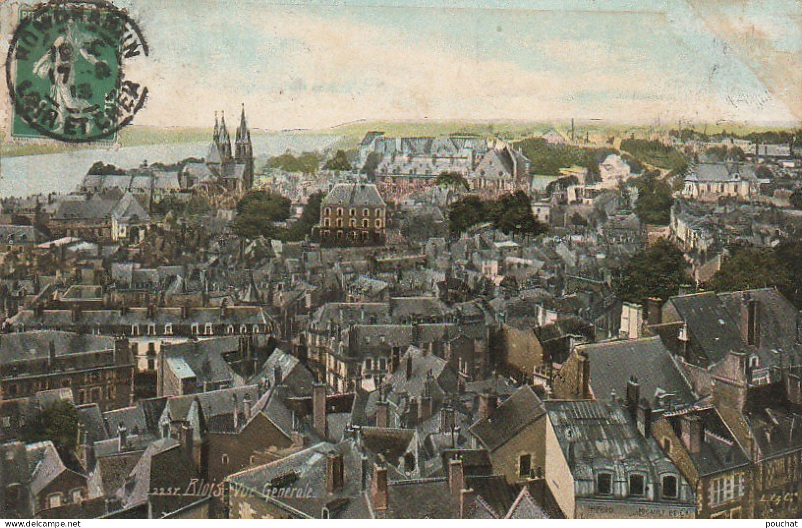 DE 25 -(41) BLOIS -  VUE GENERALE  -  CARTE COLORISEE    -  2 SCANS - Blois