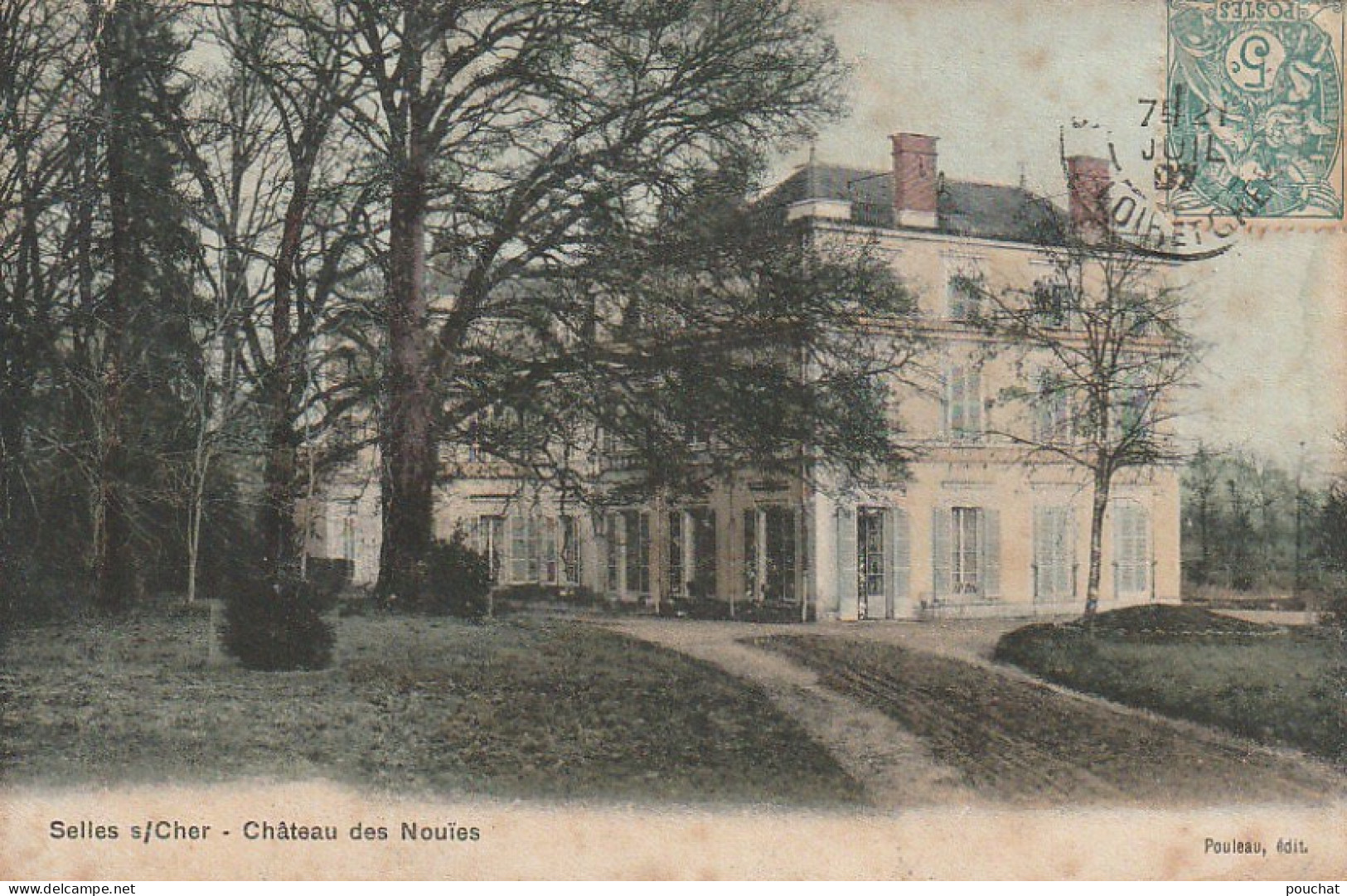 DE 26 -(41) SELLES SUR CHER  -  CHATEAU DES NOUIES -  CARTE COLORISEE   -  2 SCANS - Selles Sur Cher