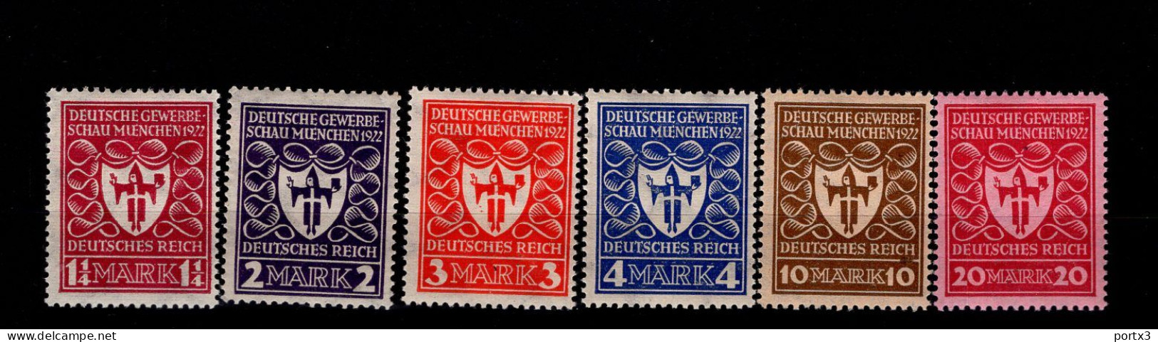 Deutsches Reich 199 - 204 MLH Mint * Falz / ** - Ongebruikt