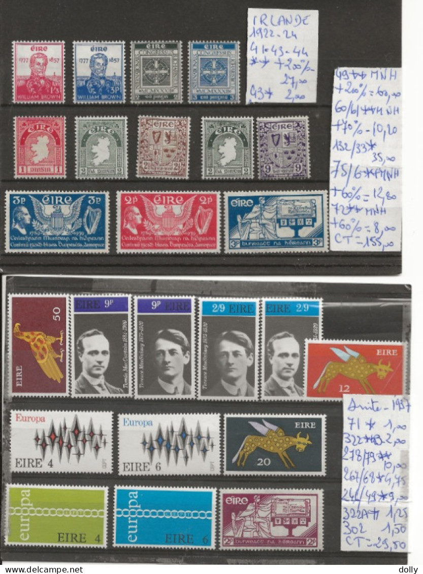 TIMBRES DE L IRLANDE NEUF**MNH 1922-24 Nr VOIR SUR PAPIER AVEC TIMBRES COTE 155.00 € - Etats Pontificaux