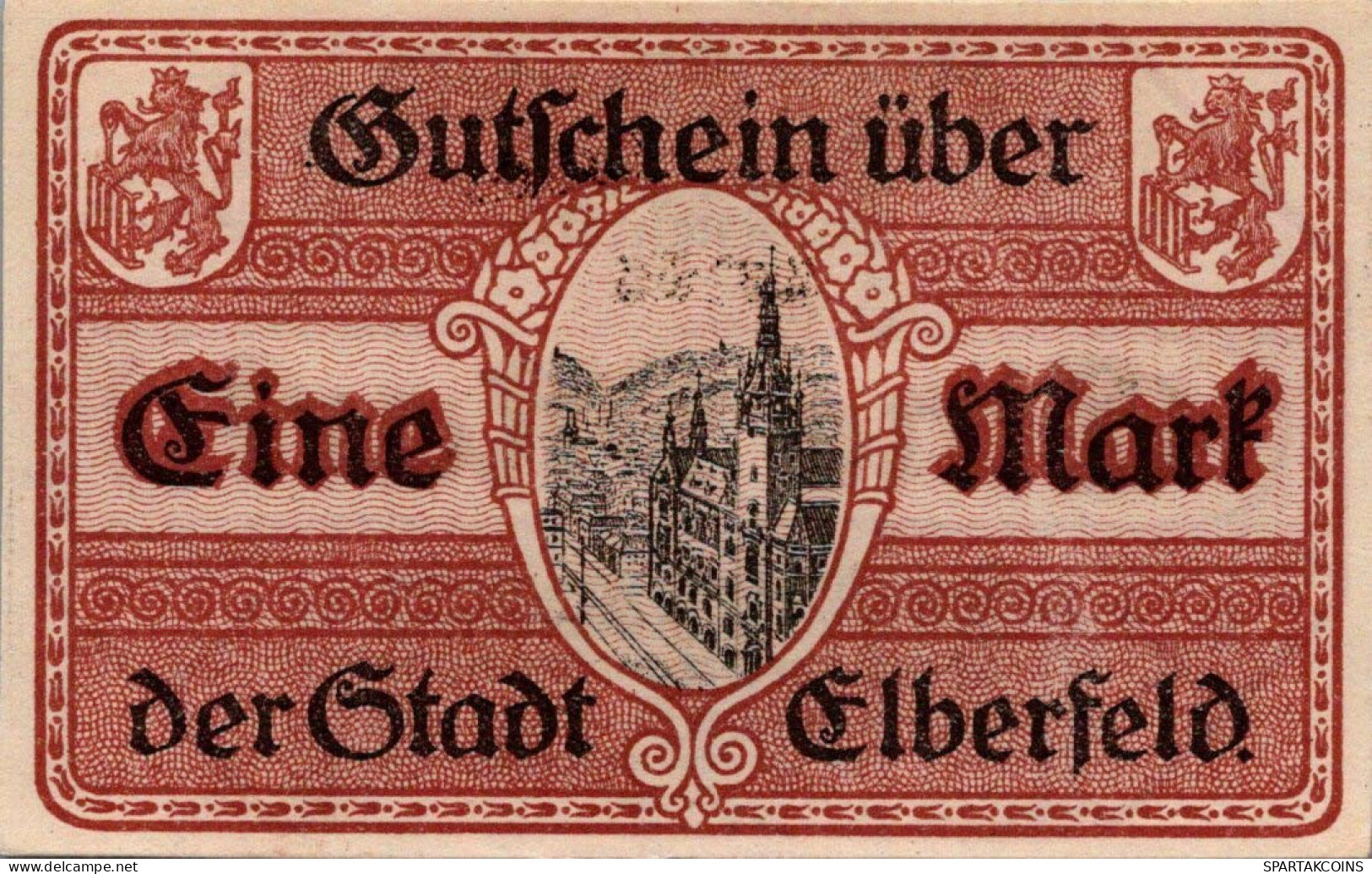 1 MARK 1918 Stadt ELBERFELD Rhine UNC DEUTSCHLAND Notgeld Banknote #PA526 - [11] Local Banknote Issues