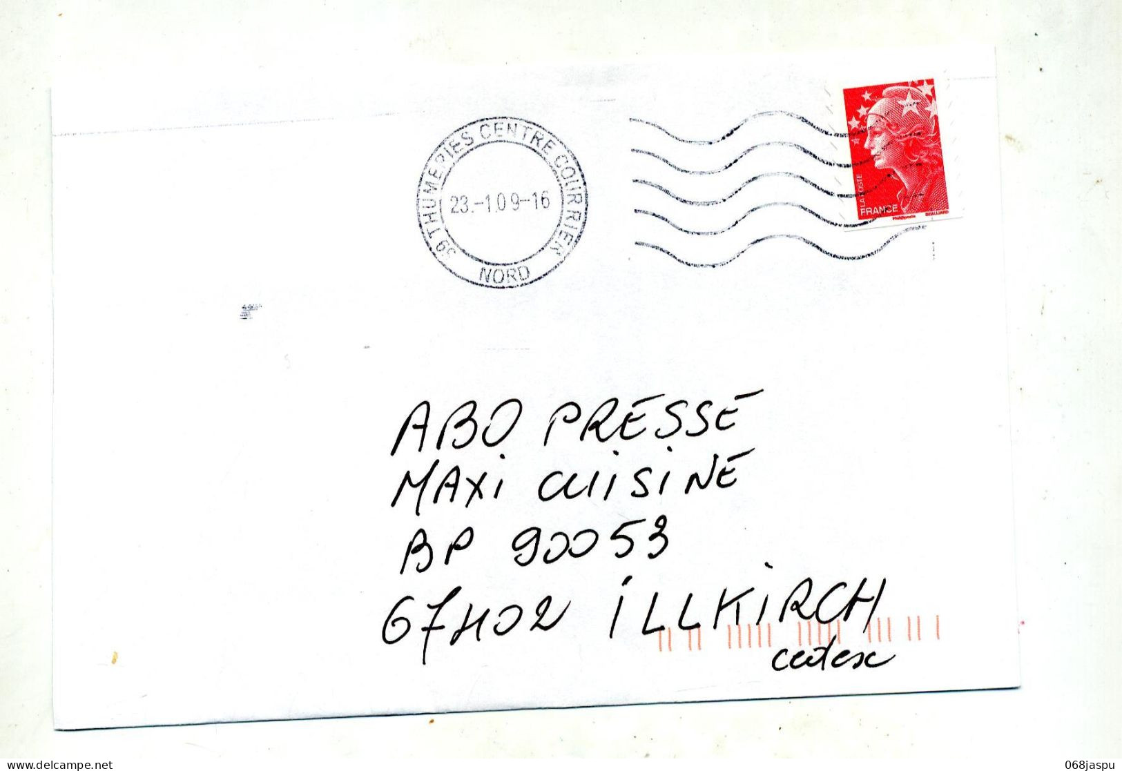 Lettre Flamme Muette Thumeries  Courrier - Maschinenstempel (Werbestempel)