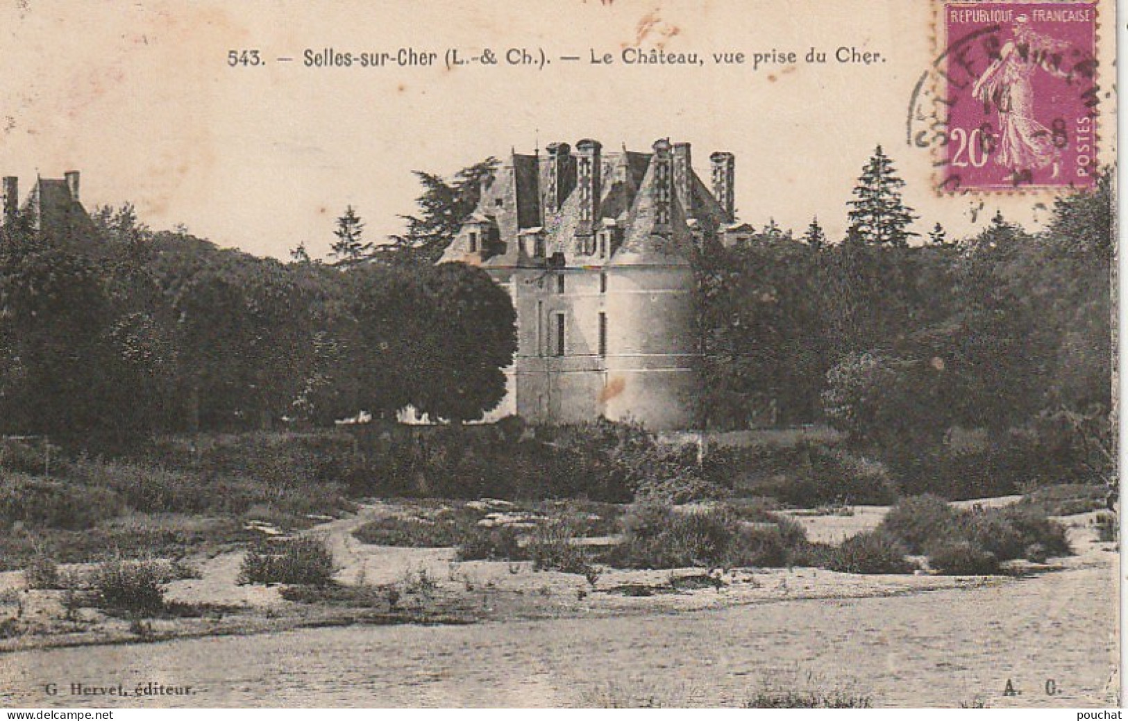 DE 26 -(41 ) SELLES SUR CHER  -  LE CHATEAU , VUE PRISE DU CHER   -  2 SCANS - Selles Sur Cher