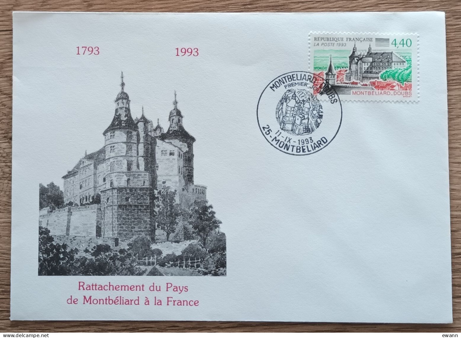 FDC 1993 - YT N°2826 - MONTBELIARD - 1990-1999