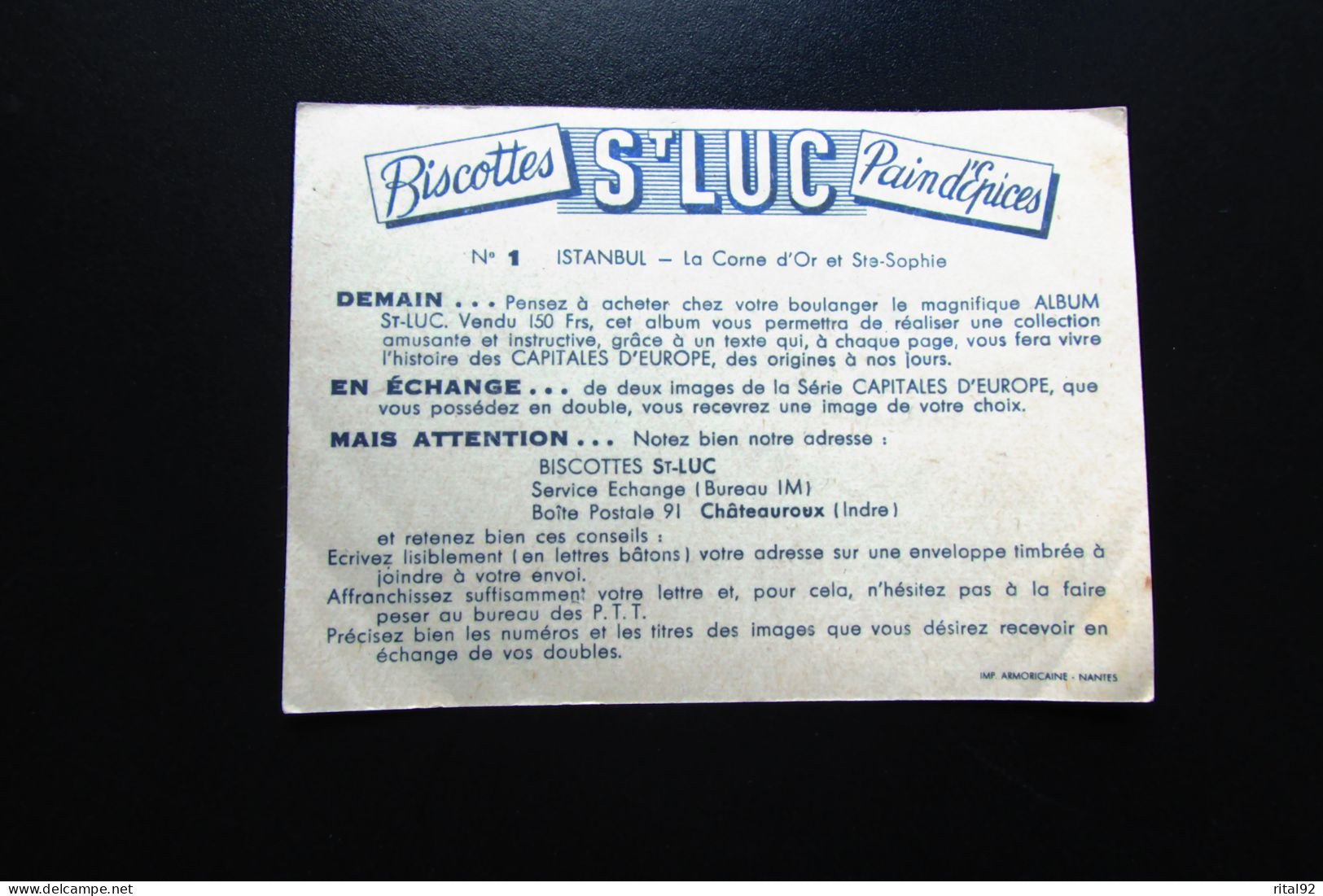 Chromo/image "Biscottes - Pain D'épices St LUC" - Série Album : Grandes Capitales D' EUROPE - Albums & Catalogues