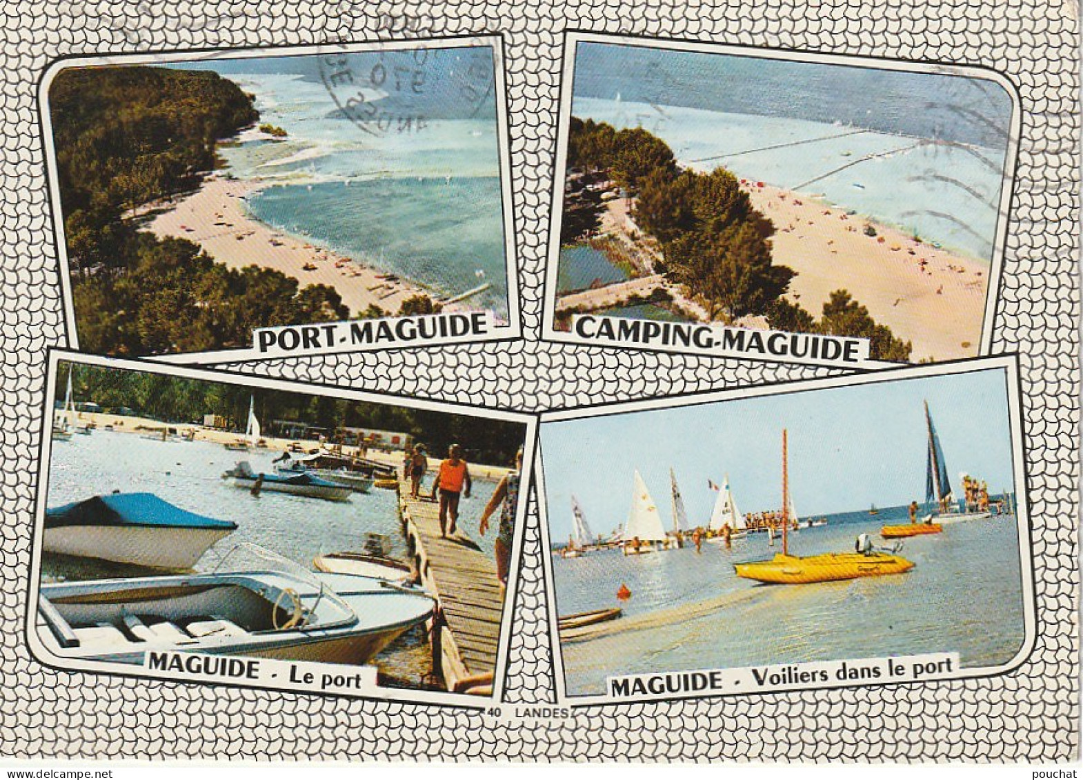 DE 19 -(40) BISCARROSSE - CARTE  MULTIVUES  COULEURS : LE LAC -  PORT MAGUIDE - CAMPING - 2 SCANS - Biscarrosse