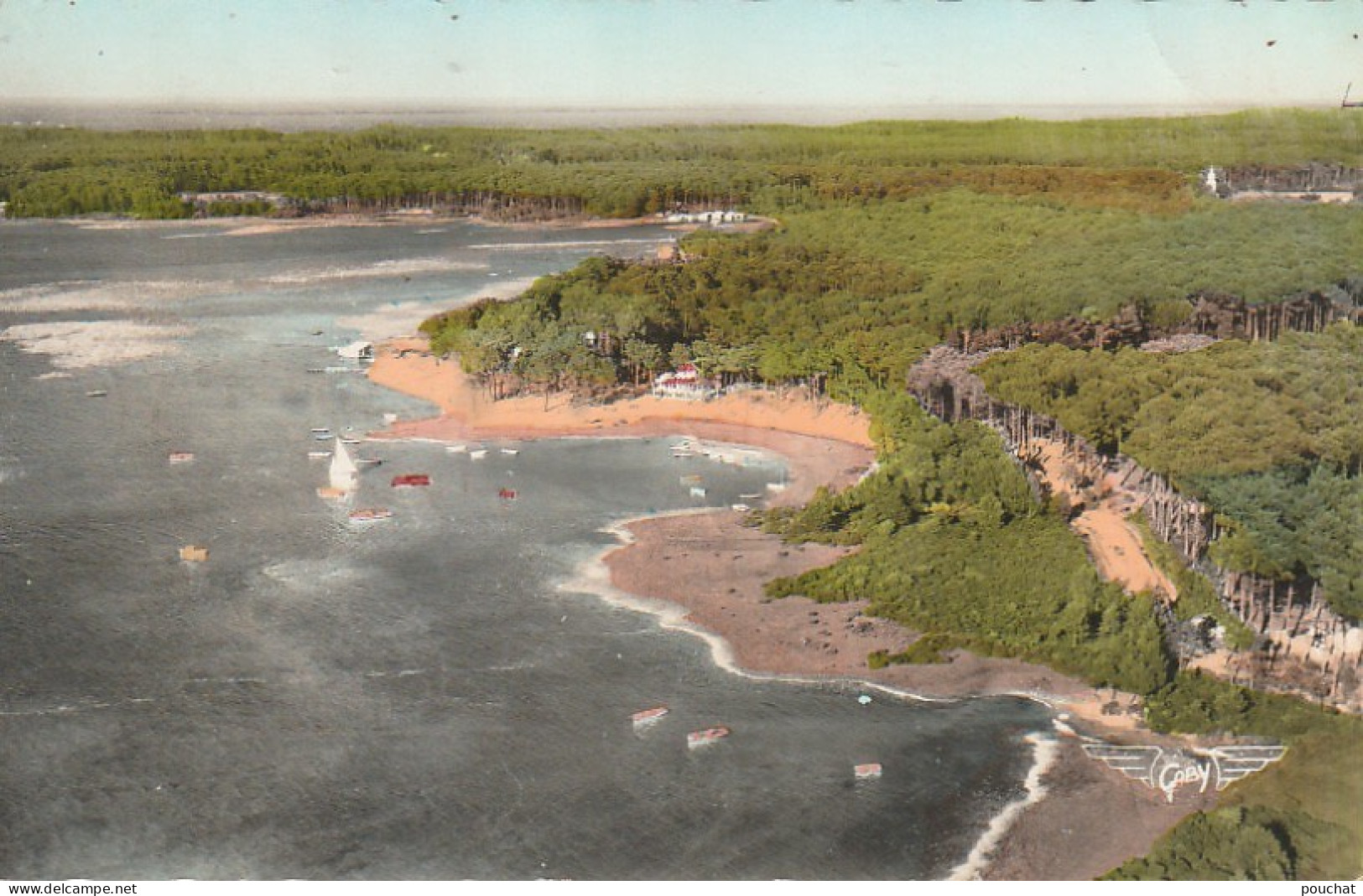 DE 19 -(40) SANGUINET -  LE LAC - VUE AERIENNE -  CARTE COULEURS  - 2 SCANS - Andere & Zonder Classificatie