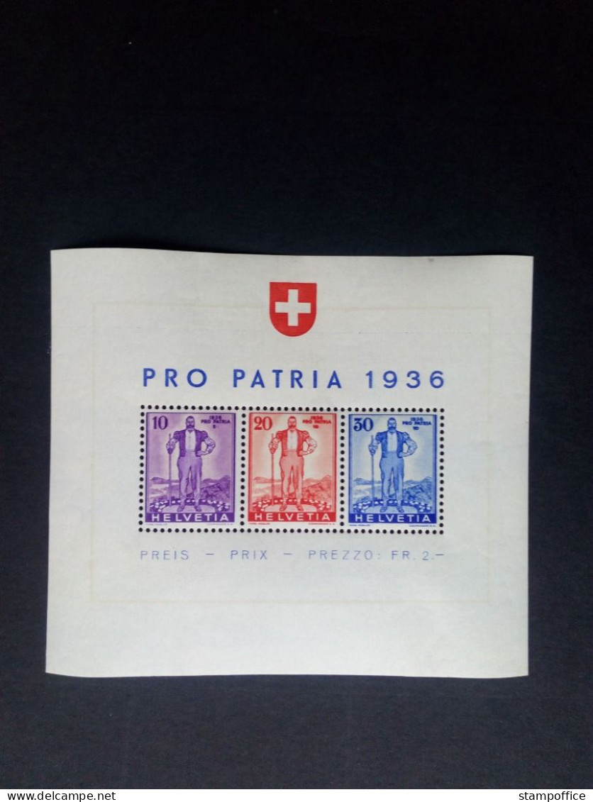 SCHWEIZ BLOCK 2 POSTFRISCH(MINT) PRO PATRIA 1936 BLOCKRANDMÄNGEL FREIBURGER SENN - Blocks & Kleinbögen