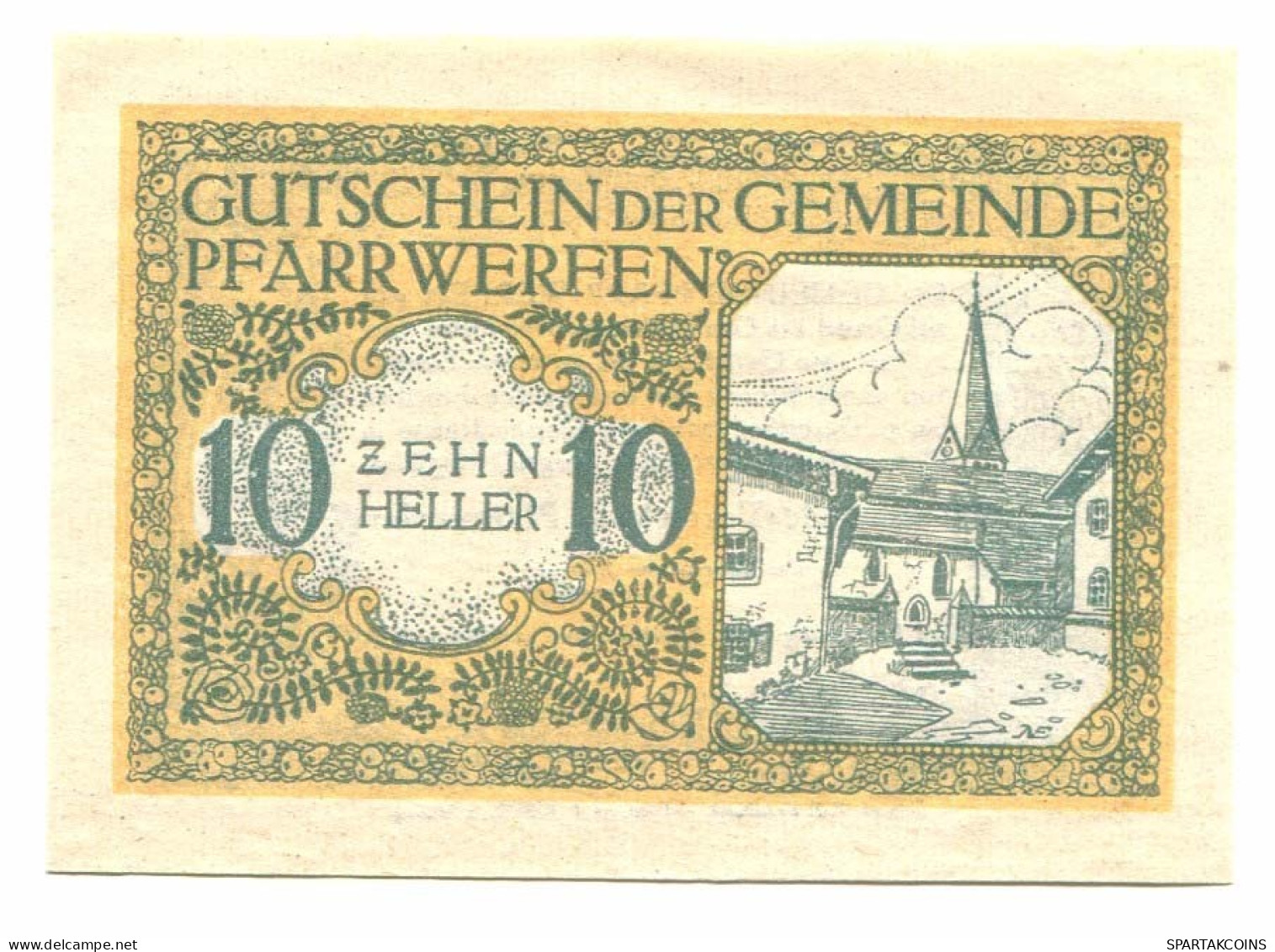 10 Heller 1920 PFEARRWERFEN Österreich UNC Notgeld Papiergeld Banknote #P10541 - [11] Local Banknote Issues