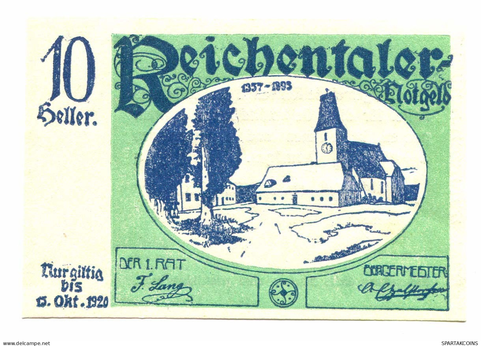 10 Heller 1920 REICHENTAL Österreich UNC Notgeld Papiergeld Banknote #P10522 - [11] Local Banknote Issues