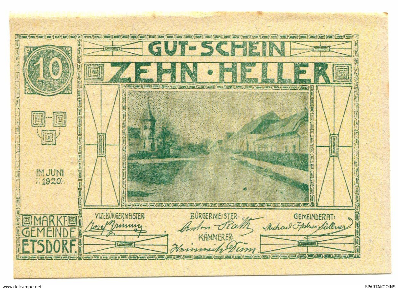 10 Heller 1920 ETSDORF AM KAMP Österreich UNC Notgeld Papiergeld Banknote #P10343 - [11] Local Banknote Issues