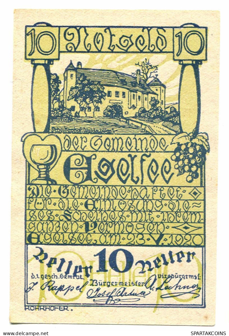 10 Heller 1920 EGELSEE Österreich UNC Notgeld Papiergeld Banknote #P10456 - [11] Local Banknote Issues