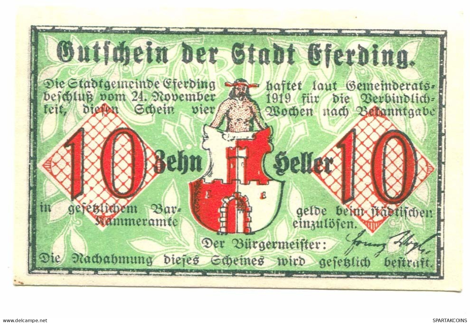 10 Heller 1920 EFERDING Österreich UNC Notgeld Papiergeld Banknote #P10487 - [11] Local Banknote Issues