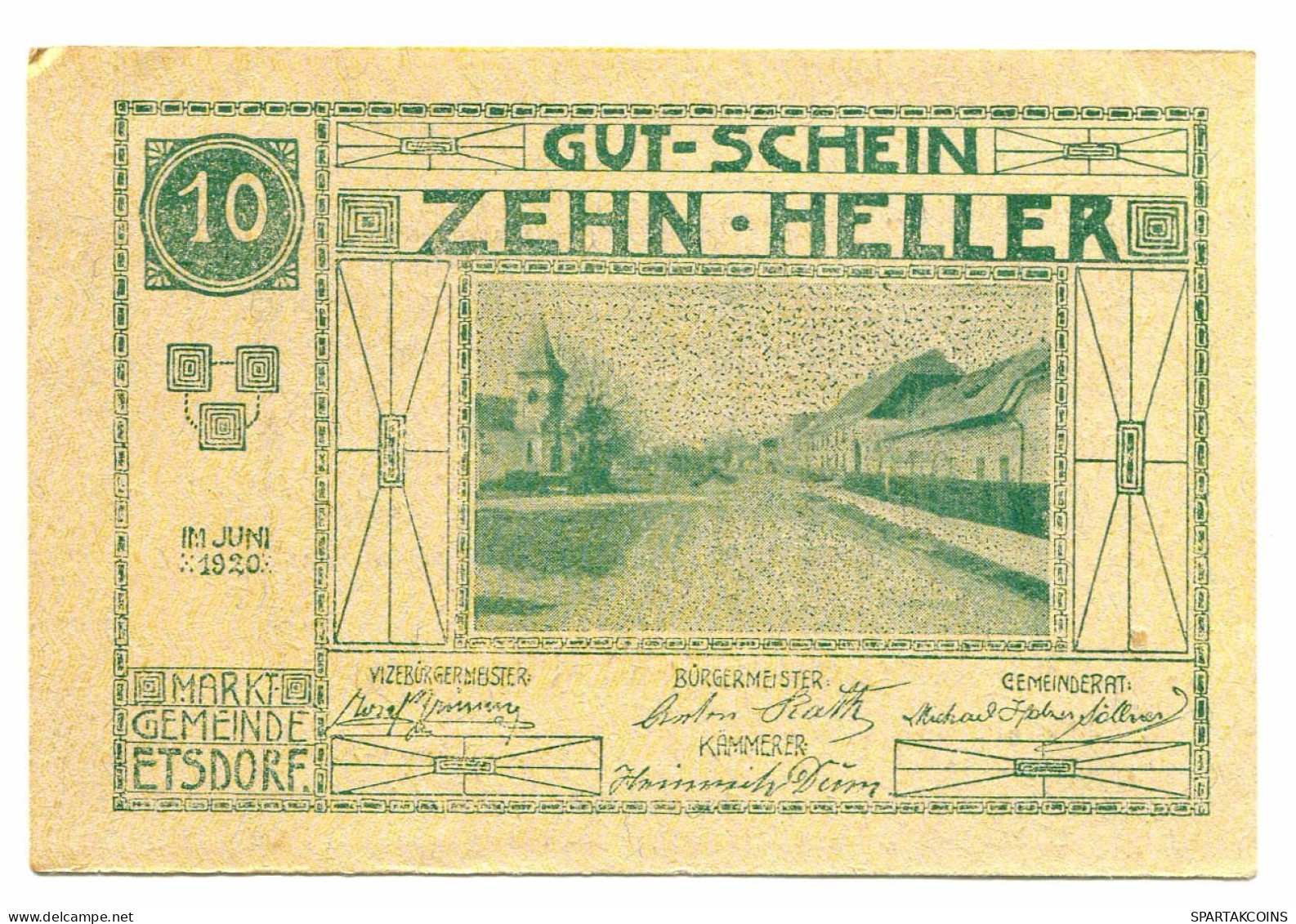 10 Heller 1920 ETSDORF AM KAMP Österreich UNC Notgeld Papiergeld Banknote #P10340 - [11] Local Banknote Issues