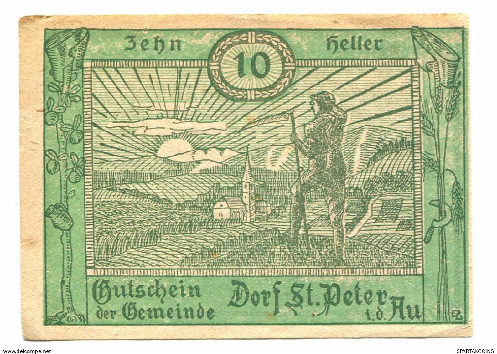 10 Heller 1920 DORF ST. PETER Österreich UNC Notgeld Papiergeld Banknote #P10760 - [11] Local Banknote Issues