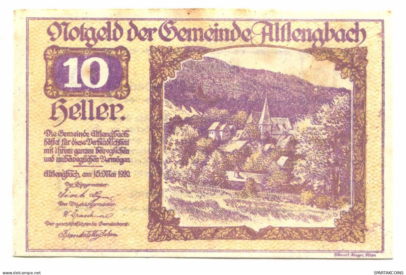 10 Heller 1920 ALTLENGBACH Österreich UNC Notgeld Papiergeld Banknote #P10475 - [11] Local Banknote Issues