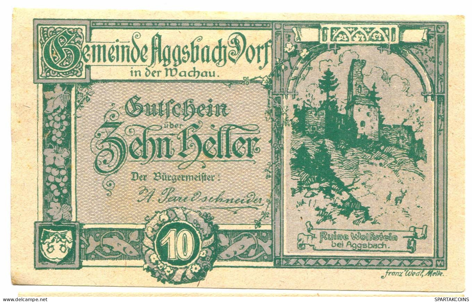 10 Heller 1920 AGGSBACH DORF Österreich UNC Notgeld Papiergeld Banknote #P10355 - [11] Local Banknote Issues