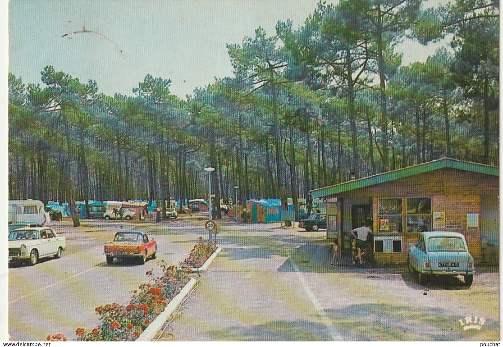 DE 20 -(40) BISCAROSSE - LE CAMPING DE LA PLAGE - AUTOMOBILES : AMI 8 CITROEN , PEUGEOT 404 , CABRIOLET -  2 SCANS - Biscarrosse