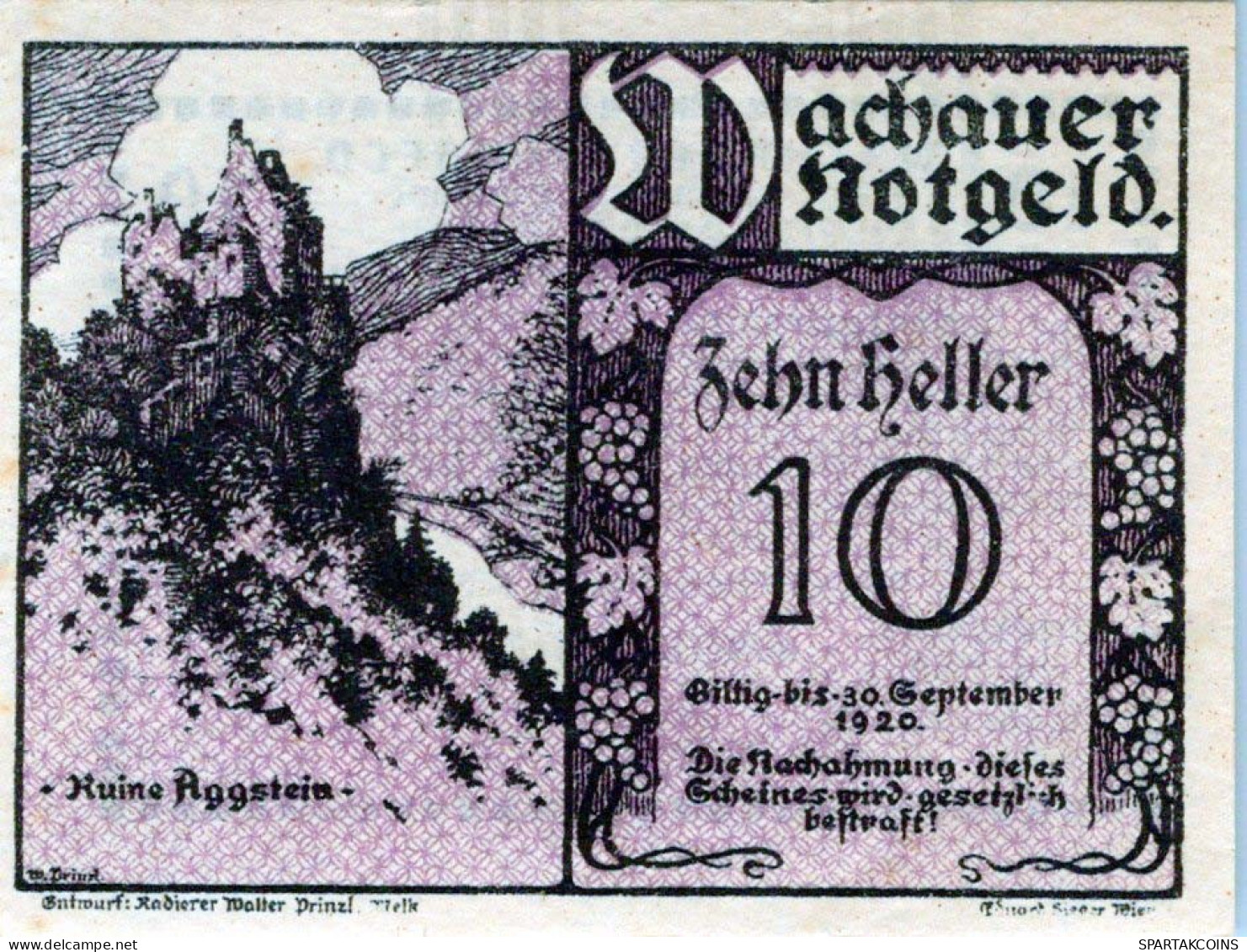 10 HELLER 1918-1921 Stadt WACHAU Niedrigeren Österreich Notgeld #PD934 - [11] Local Banknote Issues