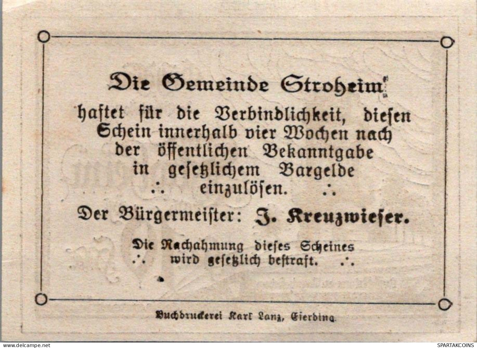 10 HELLER 1918-1922 Stadt STROHEIM Oberösterreich Österreich Notgeld #PE866 - [11] Local Banknote Issues