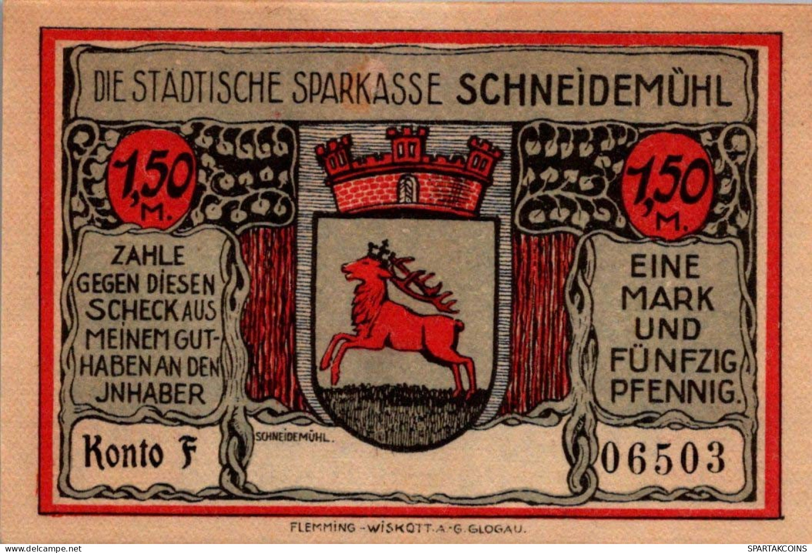 1.5 MARK 1914-1924 Stadt SCHNEIDEMÜHL Posen UNC DEUTSCHLAND Notgeld #PD318 - [11] Emissions Locales