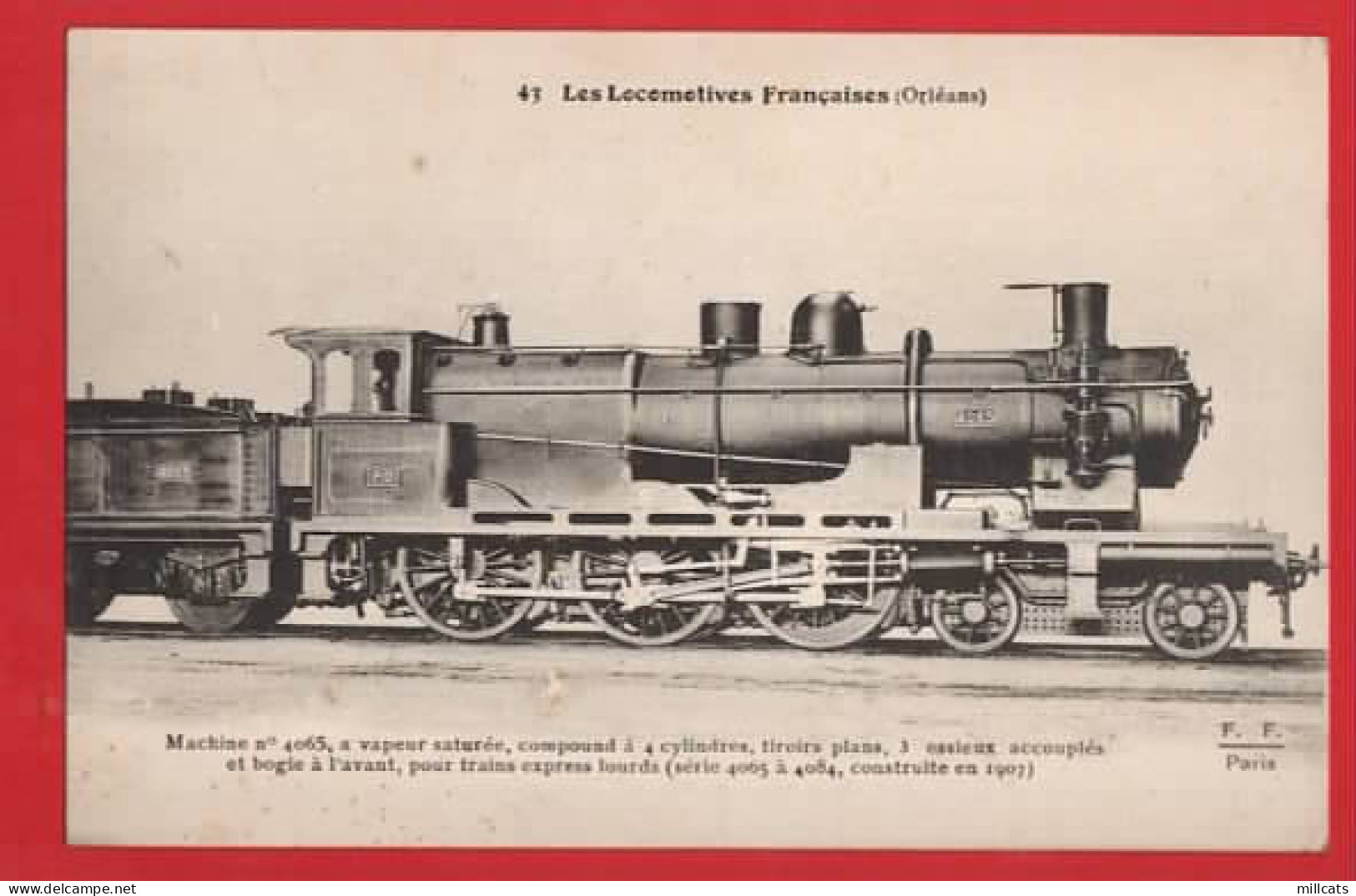 FRANCE  LES LOCOMOTIVES FRANCAIS  ( ORLEANS  ) MACHINE  4065  CARD CARTE 43 - Trains